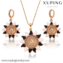 62803 xuping 18k Gold Plated Latest design of Summer Sunflower Shaped Jewelries Set